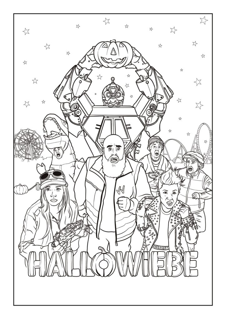 Kleurplaat van de poster van de film HalloWiebe